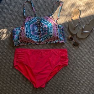 Plus Size Time and Tru Colorful Bikini Top